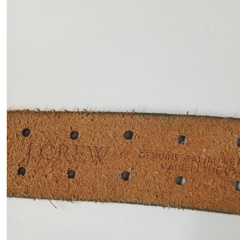 J. Crew Metallic Bronze Italian Leather Double Prong Brass Buckle Belt Wide - Picture 6 of 9